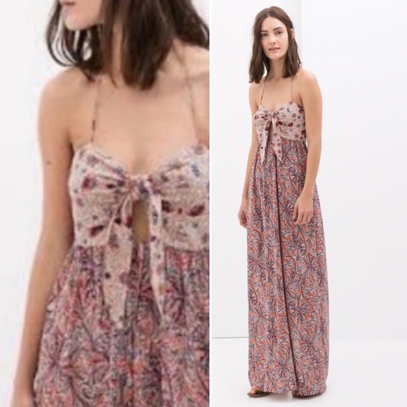 Zara Dresses & Skirts - Zara floral halter cut out maxi dress S